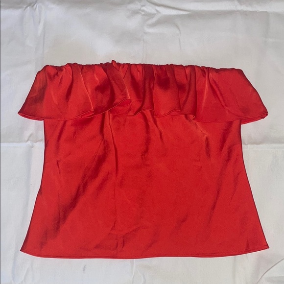 Wayf All Your Ruffle Strapless Top-Red - Picture 1 of 4
